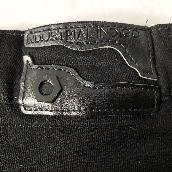 Industrial Indigo Jeans Mens W 32 x L 32 Black Denim Rhinestones Straight NWOT - Picture 10 of 16